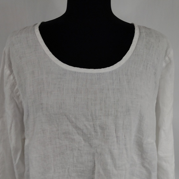 Flax White Linen Long Sleeve Top - Picture 4 of 8